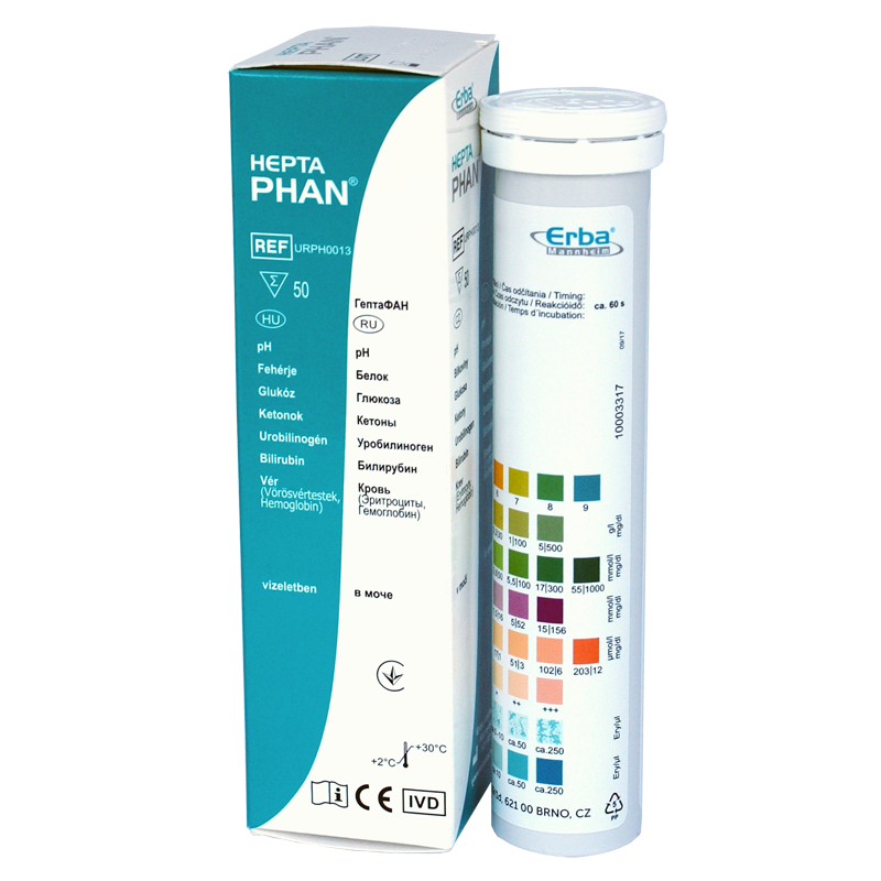 Тест-смужки для експрес аналізу сечі на 7 параметрів №50 Гептафан